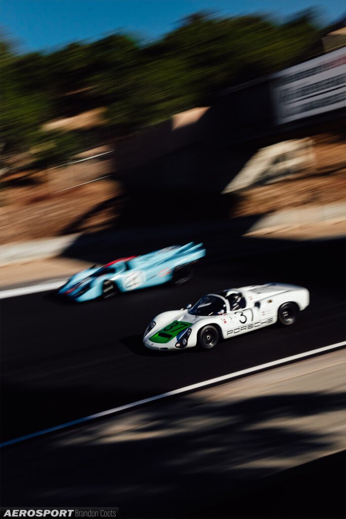 Porsche 910 and Porsche 917k head to head at Rennsport Reunion 7 2023