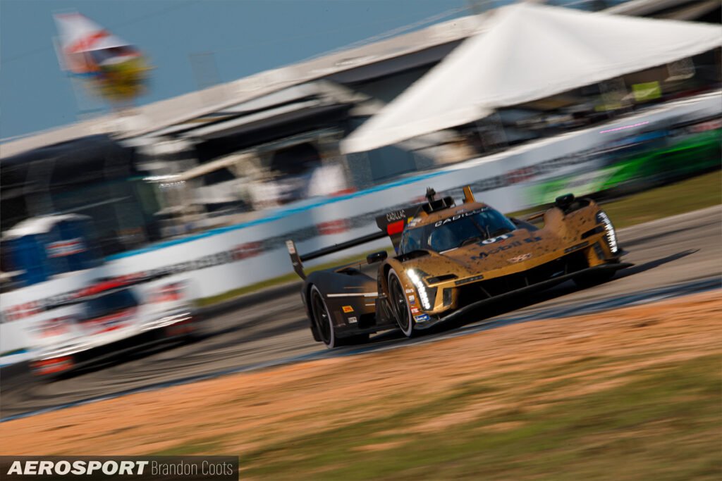 Chip Ganassi Racing #01 Cadillac V LMDH in special Golden livery at IMSA 12 Hours of Sebring 2024
